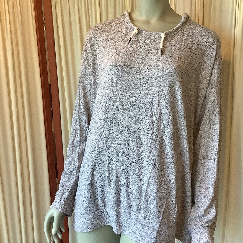 Sejour Womens Pullover Hoodie Soft Gray Long Sleeves Size 3X